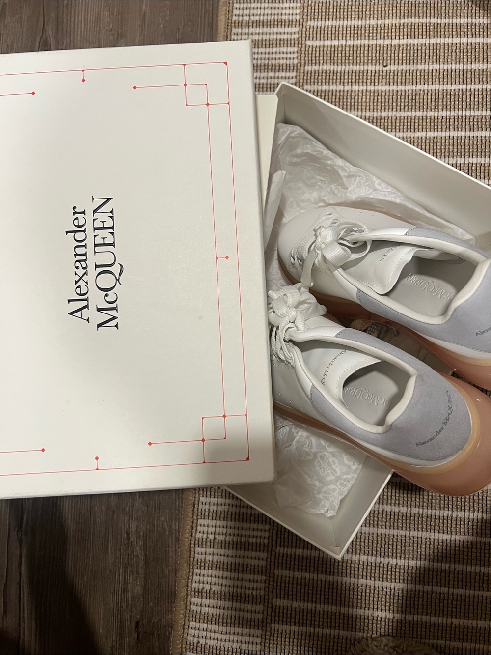 Alexander McQueen White Sneakers with Blush Pink Sole
